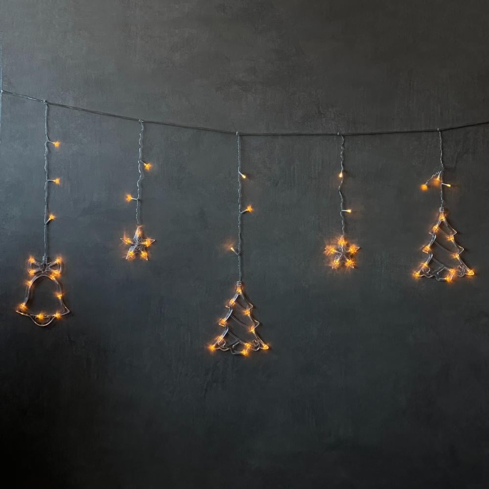 Гірлянда-штора святкова світлодіодна для декору Зірочки 3,2 м від мережі Жовтий (147-81-9133-033)