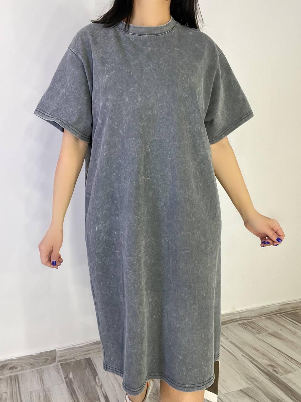 Платье-футболка женское A-N 2666-1 тай-дай оверсайз one size Серый