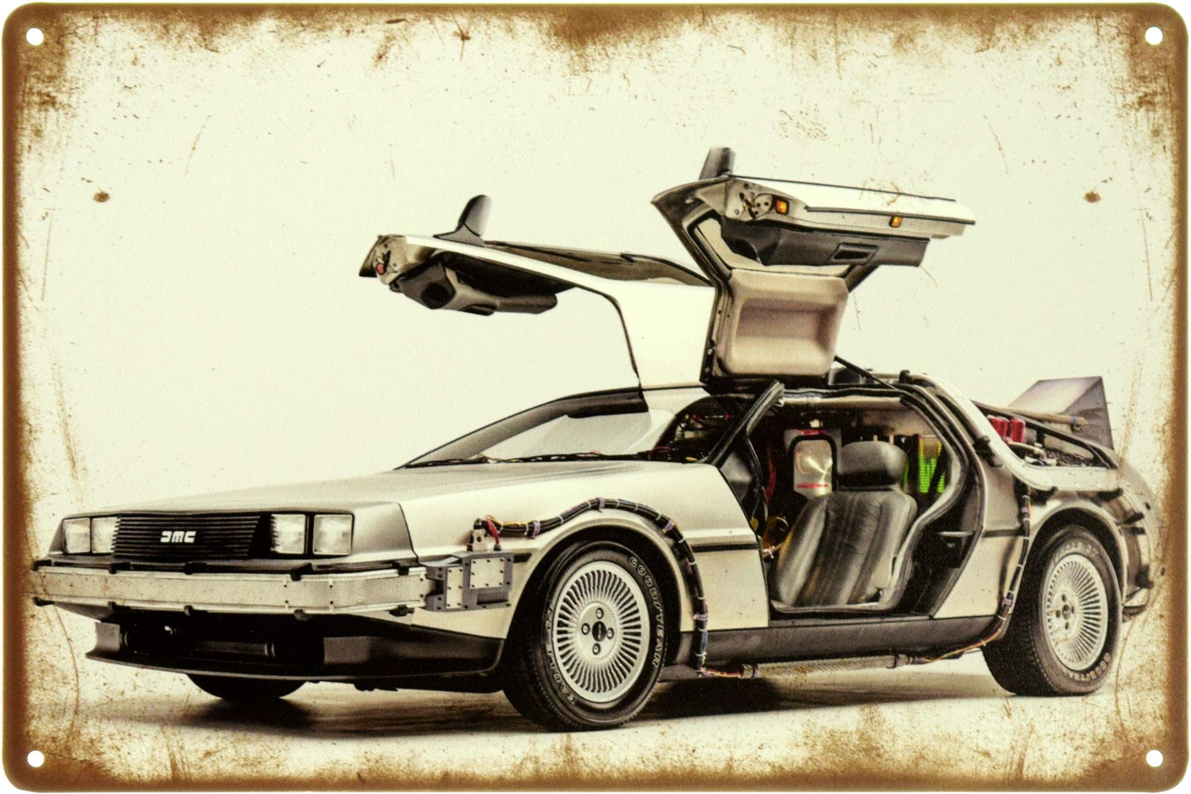 Табличка металлическая "DeLorean DMC-12" 20x30 см (ms-104093)