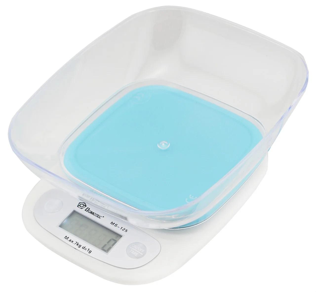 Весы кухонные электронные Domotec MS-125 с чашей на 7 кг Blue - фото 1 Весы кухонные электронные Domotec MS-125 с чашей на 7 кг Blue - фото 1