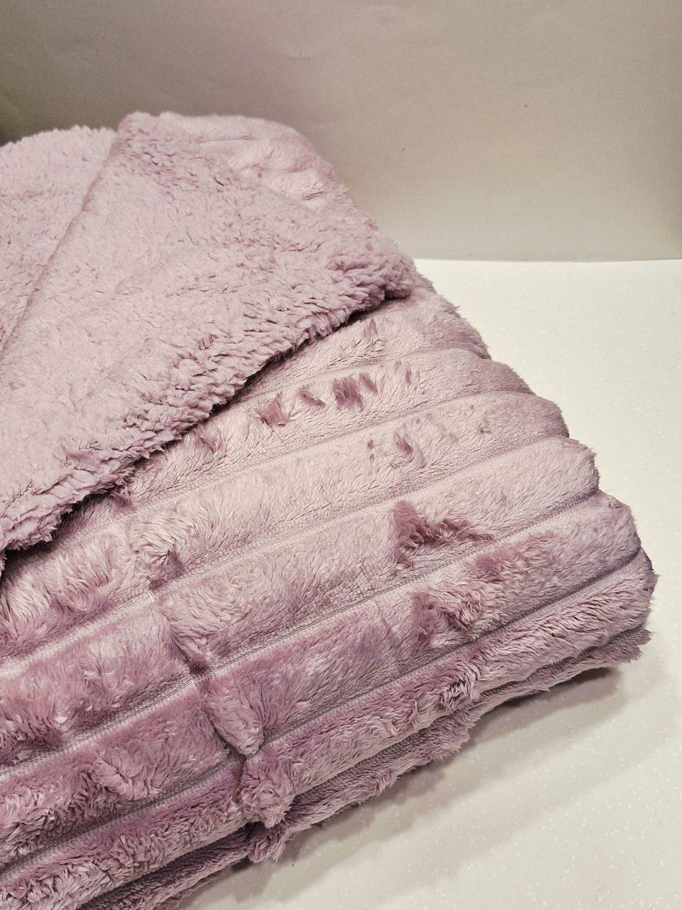 Плед на овчині Шарпей Королівська смужка 200x230 см Бузковий (1684) - фото 2