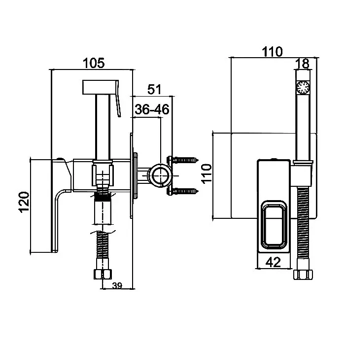 Гигиенический душ скрытого монтажа Gappo G7217-8 Белый/Хром (G7217-8) - фото 6 Гигиенический душ скрытого монтажа Gappo G7217-8 Белый/Хром (G7217-8) - фото 6