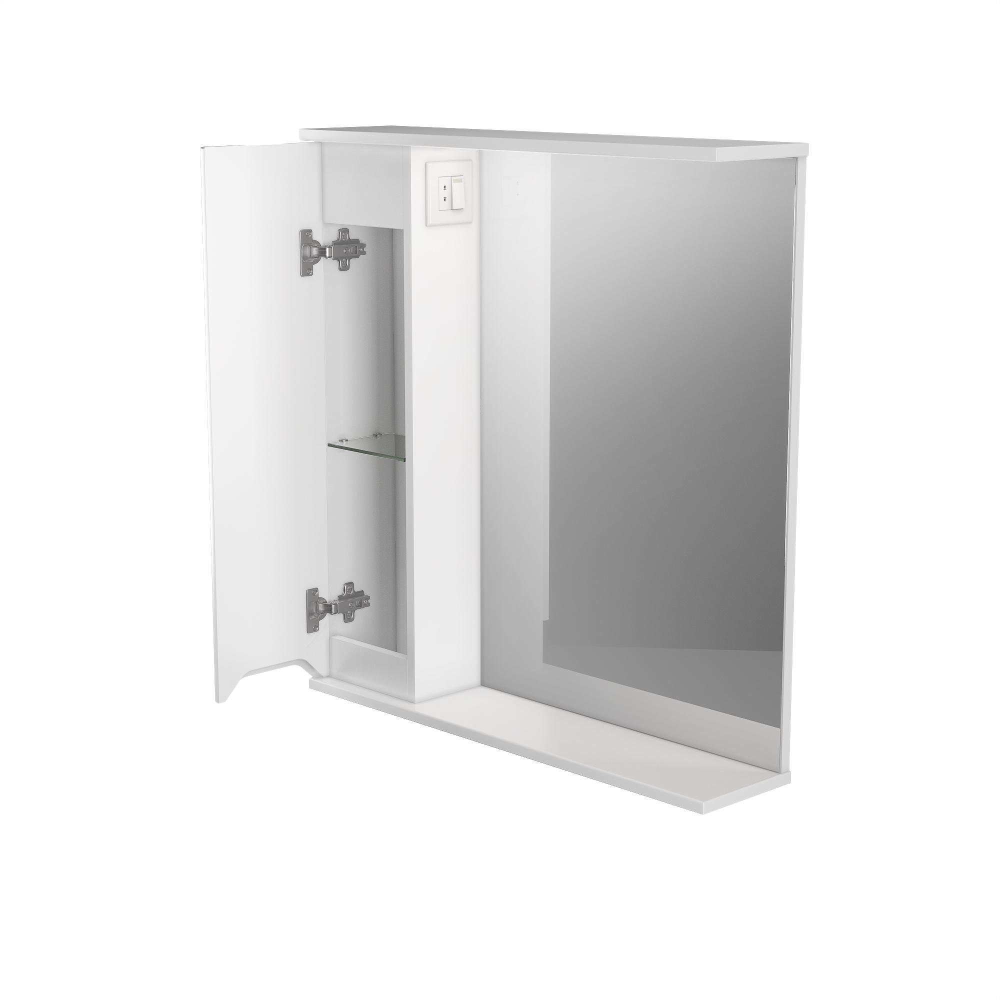 Шкаф настенный ВанЛанд Prime Prmc-75 с зеркалом и LED подсветкой левый (00081VAN) - фото 2 Шкаф настенный ВанЛанд Prime Prmc-75 с зеркалом и LED подсветкой левый (00081VAN) - фото 2