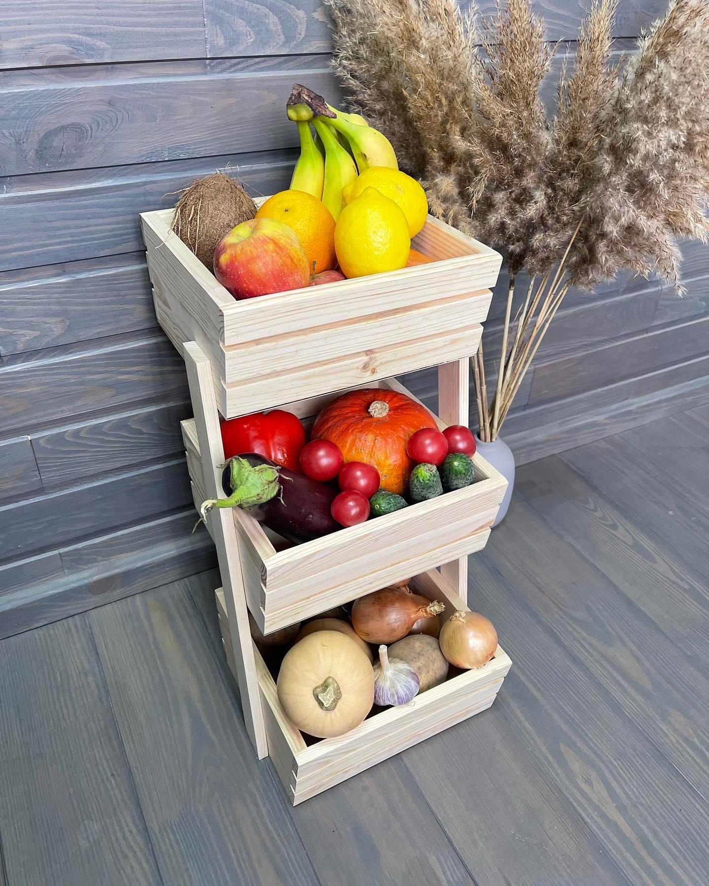 Ящик-фруктовниця дерев'яна 3 яруси еко (145) - фото 2 Ящик-фруктовниця дерев'яна 3 яруси еко (145) - фото 2