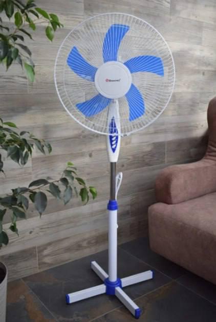 Вентилятор для підлоги Domotec MS-1621 5 лопатей з пультом і таймером 40 Вт Біло-синій (CLS55) - фото 3