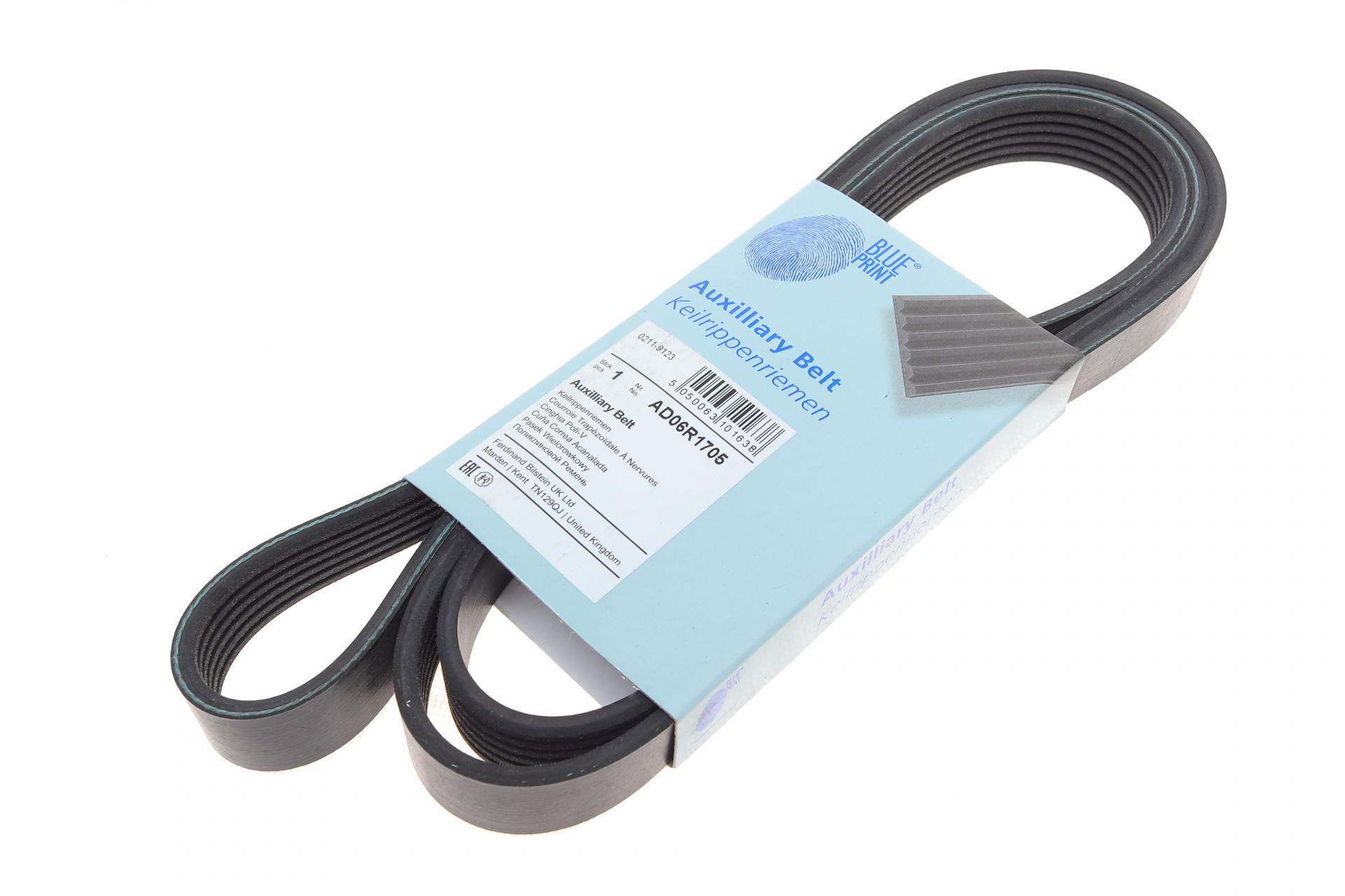 Ремень генератора BLUE PRINT Citroen Berlingo 1.6HDI 06-/Fiat Ducato/Doblo 2.0D 10-/Scudo 1.6D 07- 6PK1705 AD06R1705