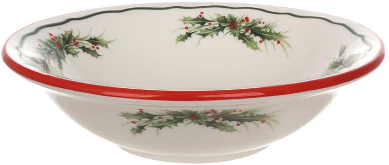 Набор фарфоровых салатников Evergreen Christmas с каймой 450 мл 2 шт. Красный