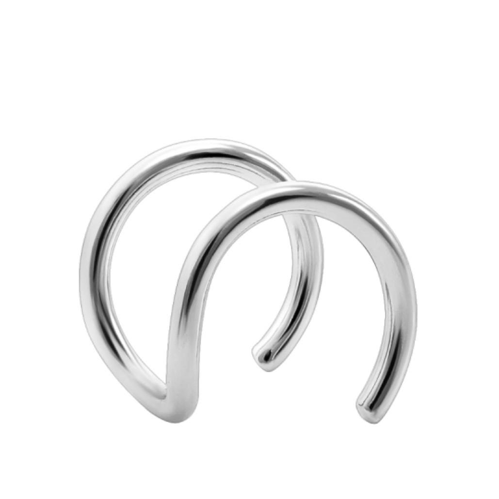 Серьга кафа обманка без камней серебро 925 пробы родированное 0,33 г (рр021р)