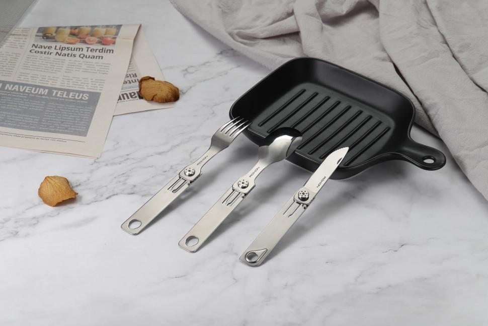 Набір столових приладів Roxon C1 3в1 ложка/вилка/ніж Сірий (87424) - фото 2