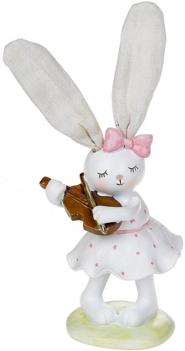 Декоративная статуэтка Зайка-скрипачка 8х6х18,5 см полистоун (BD-831-830)