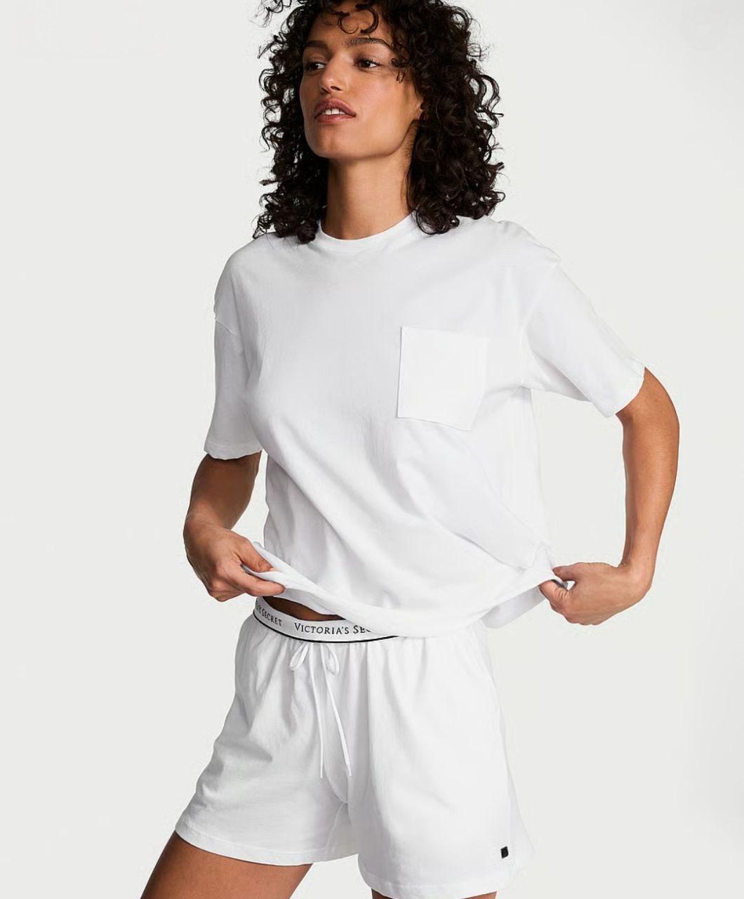 Піжама Victoria's Secret футболка/шорти бавовняна L Білий (27013561)