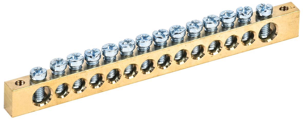 Шина нулевая УЕК 14 отверстий крепление по краям медь 8х12 мм (YNN21-14-100) Шина нулевая УЕК 14 отверстий крепление по краям медь 8х12 мм (YNN21-14-100)