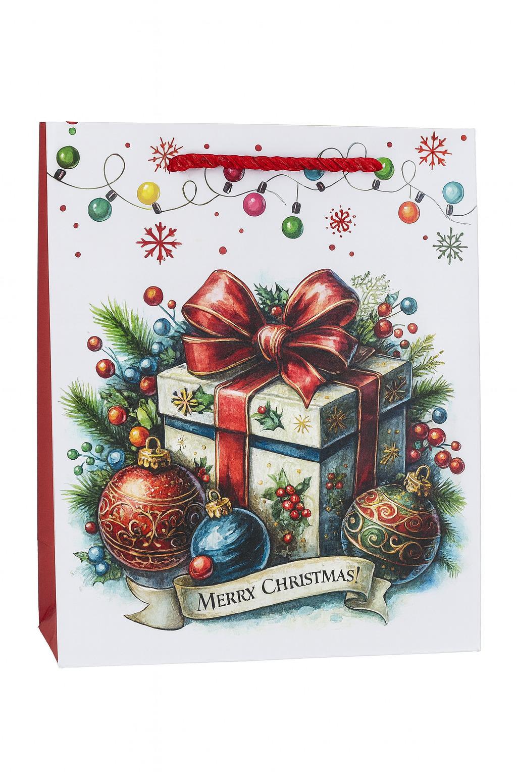 Пакет новогодний бумажный Merry Christmas L 31х41х12 см (R34807-L)