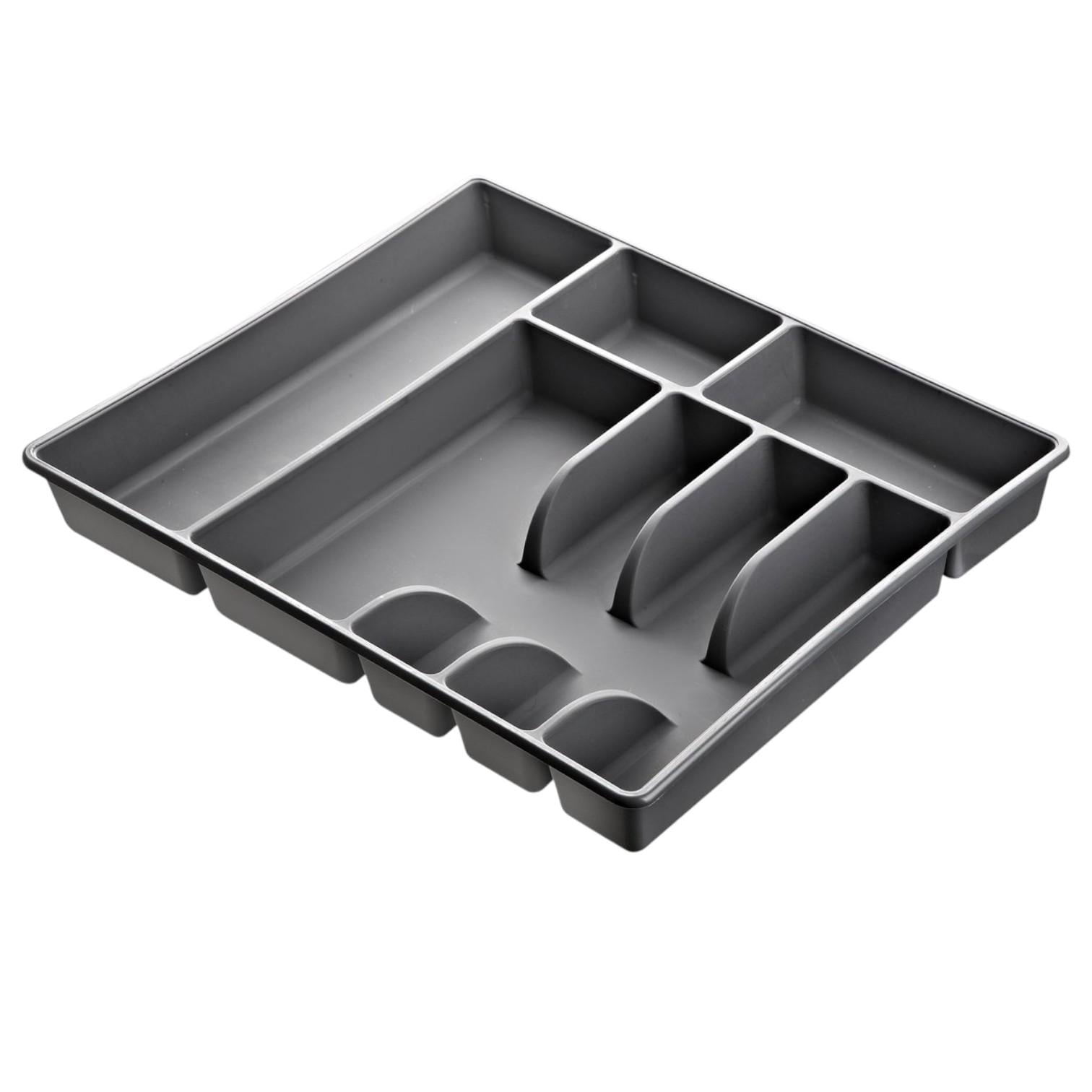 Лоток для столовых приборов 7-секционный пластиковый 43х42,5х4,5 см (069-GRAY)
