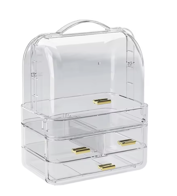 Органайзер для косметики багатофункціональний з кришкою та ручкою прозорий (28153703)