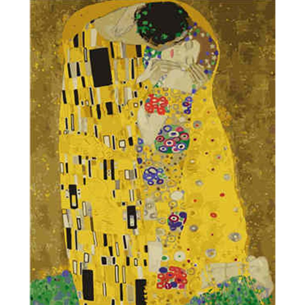 Картина по номерам Strateg Премиум Густав Климт Поцелуй с лаком 40х50 см (VA-2215)