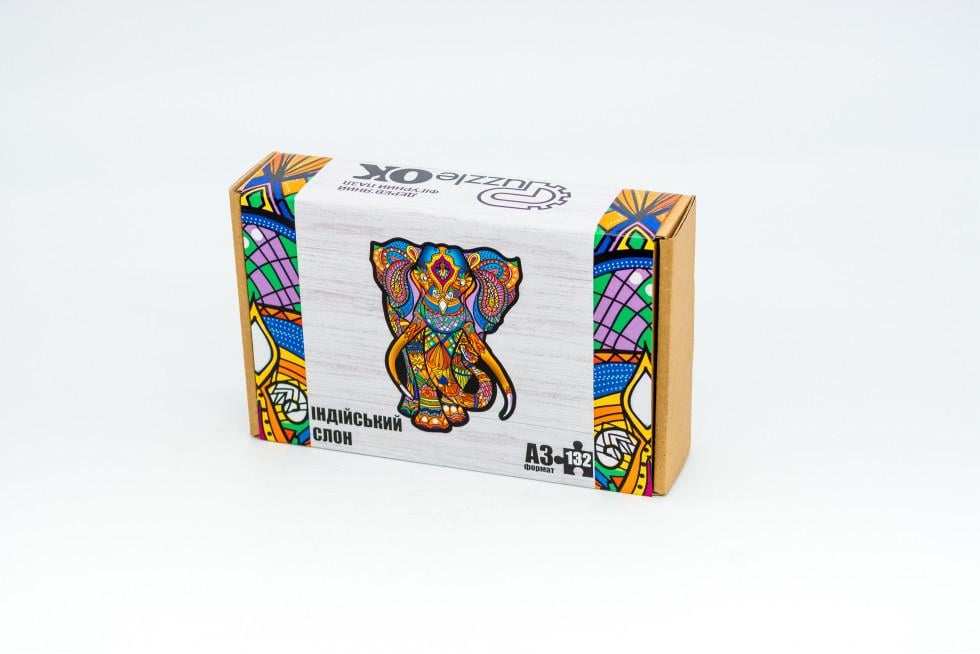 Пазл деревянный фигурный PuzzleOK Индийский Слон картонная упаковка