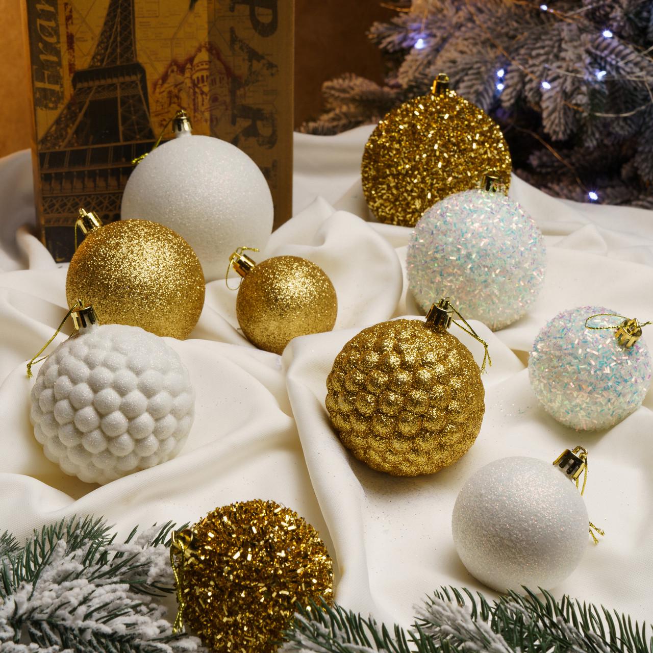 Набор новогодних шаров Блеск 40 шт. Золотой - фото 3