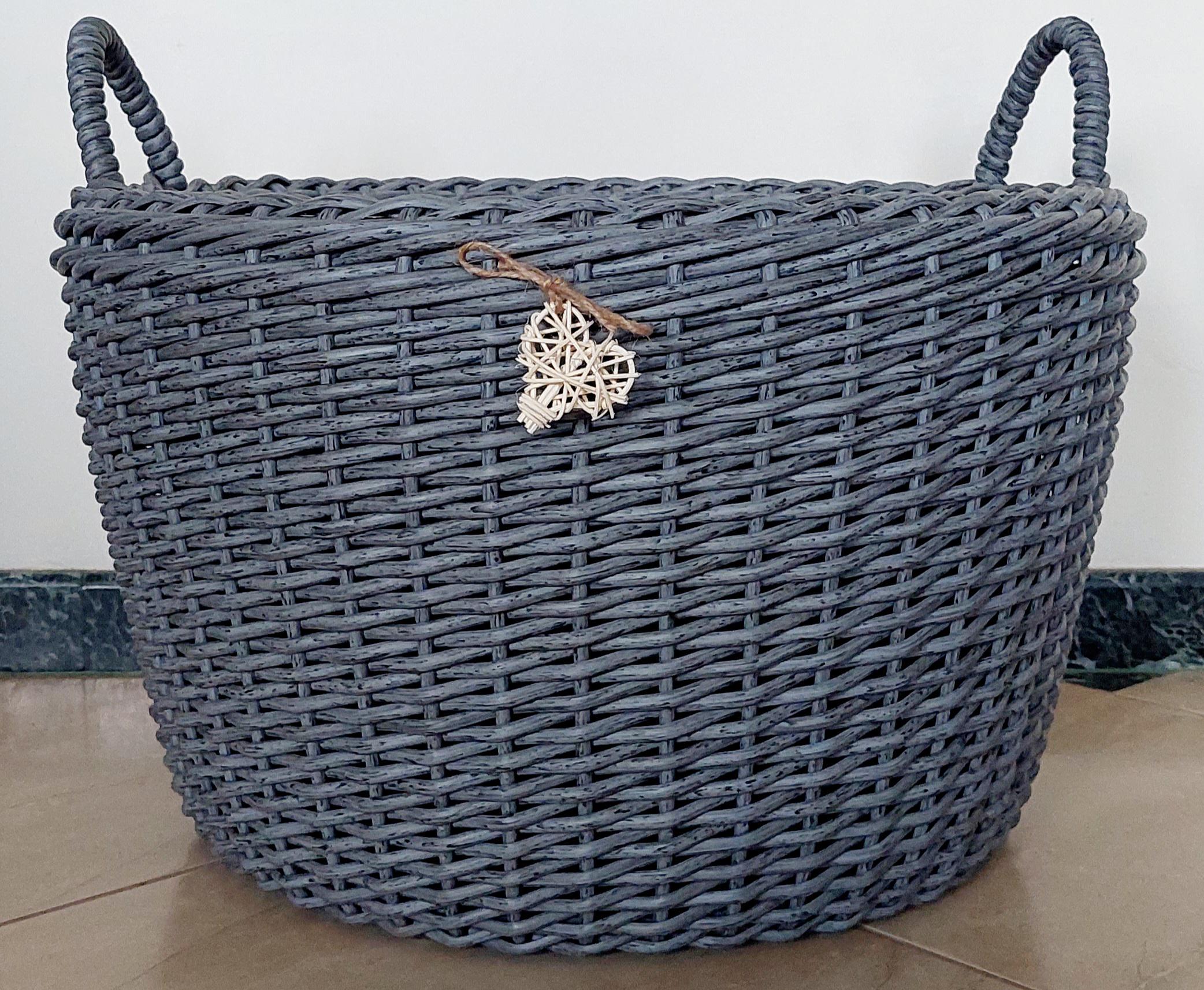 Дровница-корзина с ручками из искусственного ротанга ручной работы 65 л Темно-серый (34004) - фото 2 Дровница-корзина с ручками из искусственного ротанга ручной работы 65 л Темно-серый (34004) - фото 2