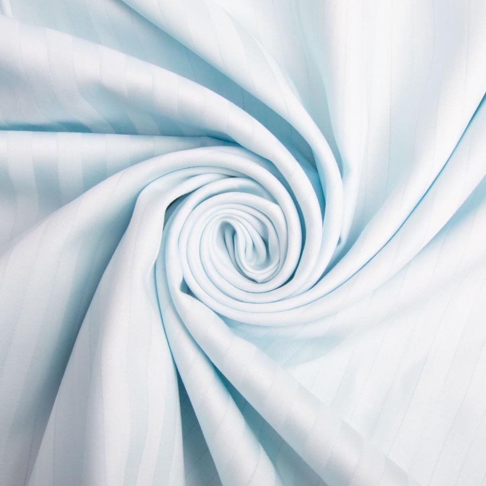 Ткань сатин для постельного белья 130 гр/м2 полоса 1 см 240 см Голубой (25707)