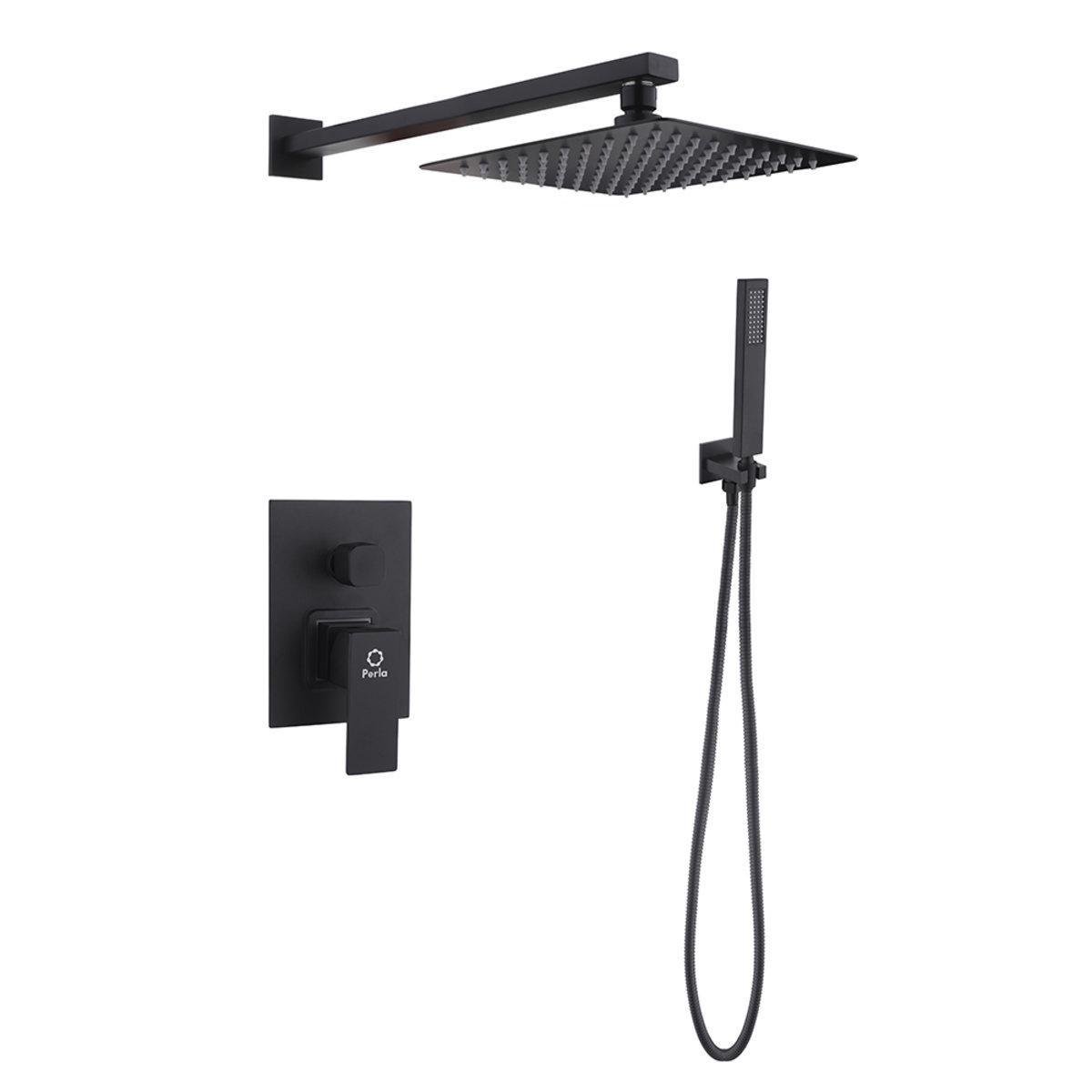 Змішувач прихованого монтажу Perla Smart з душовою лійкою одноважільний із нержавіючої сталі Чорний (PSS7755B)