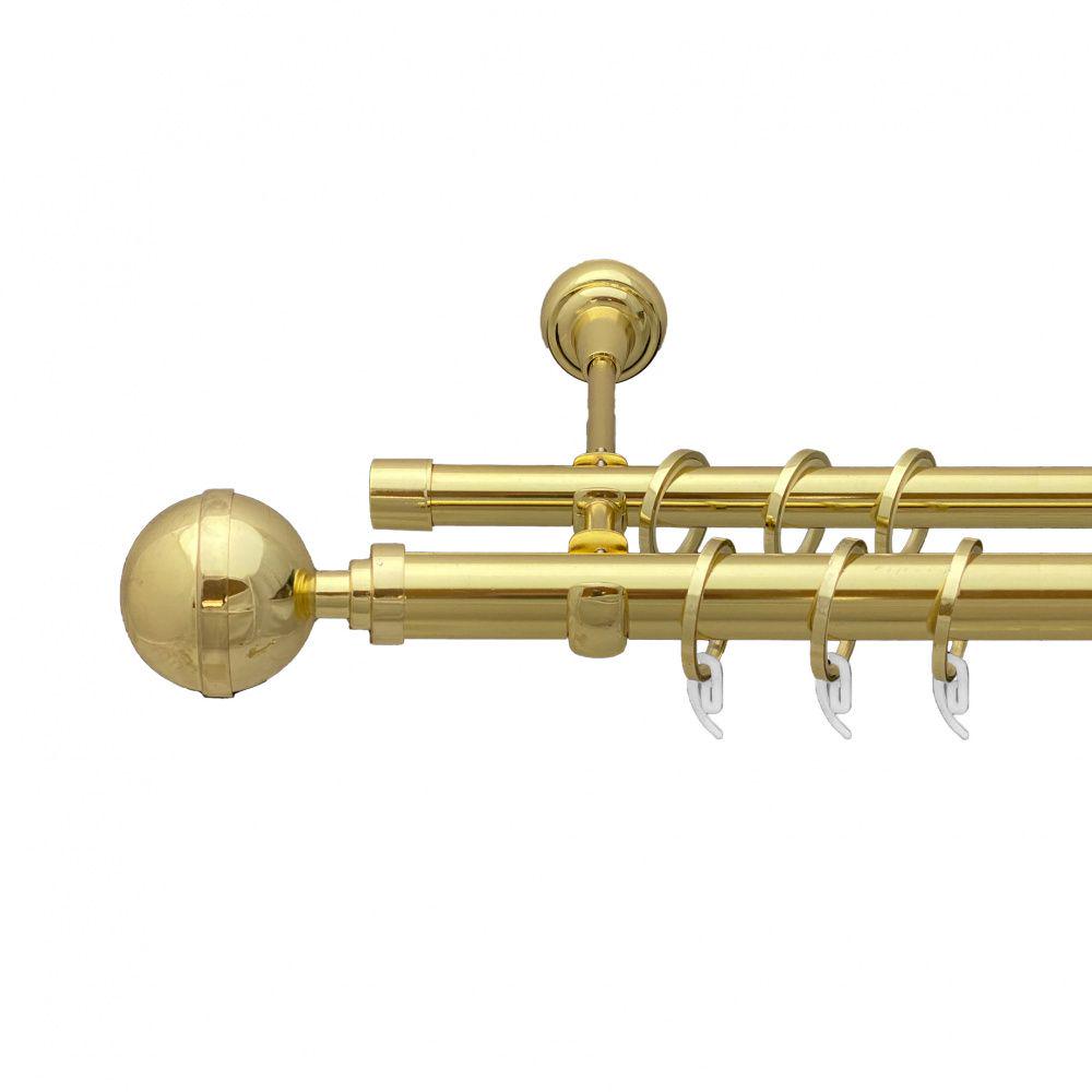 Карниз Orvit Калісто металевий дворядний відкритий гладка труба кільце фасонне металеве 25/19 мм 160 см Золото (7035555)