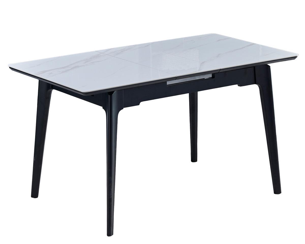 Стол обеденный Intarsio BERLIN CERAMIC 111/140х75 см Белый глянец/Черный каркас