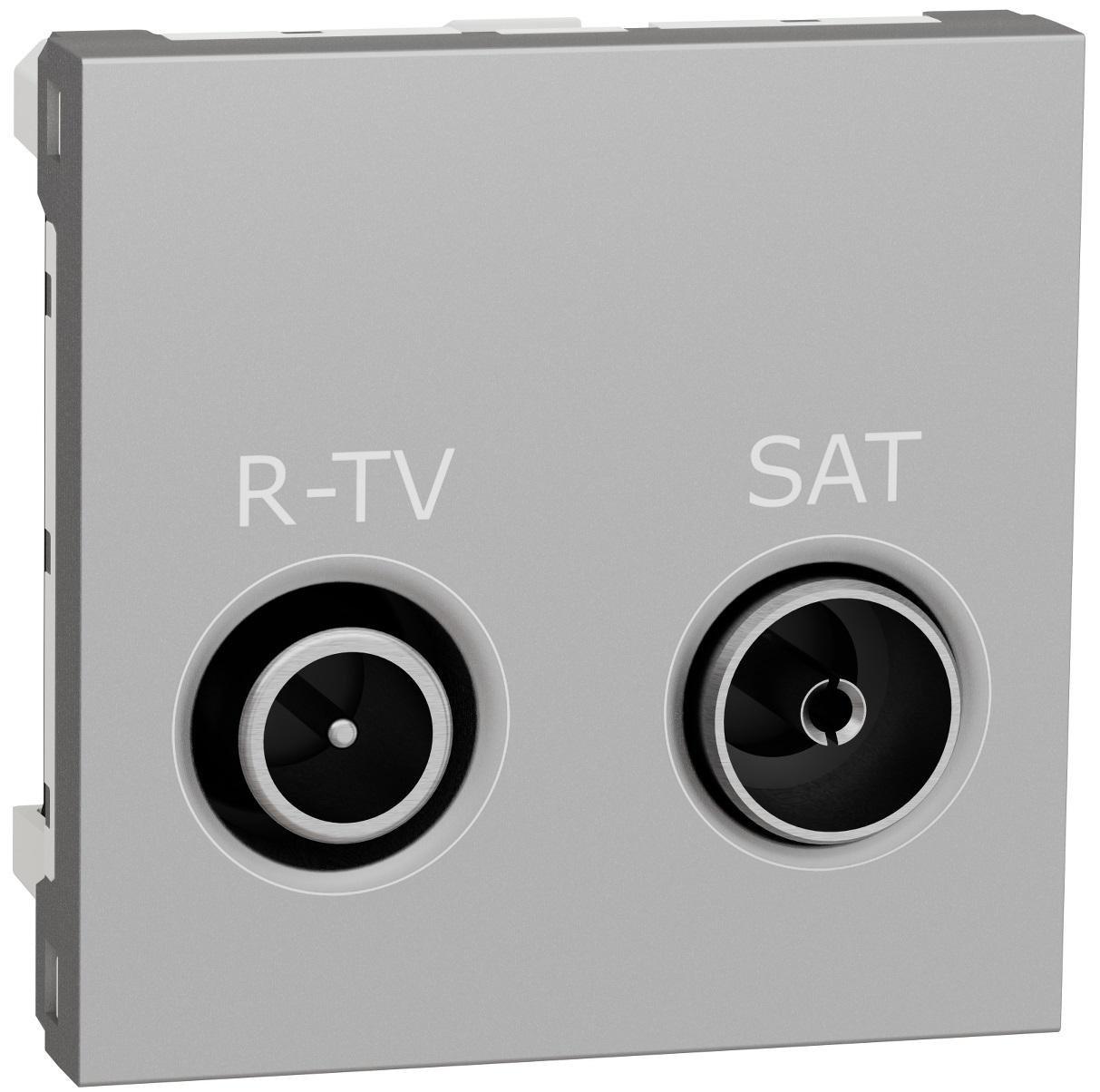 Розетка Schneider Electric R-TV/SAT конечная 2 модуля Unica Алюминий (NU345530)