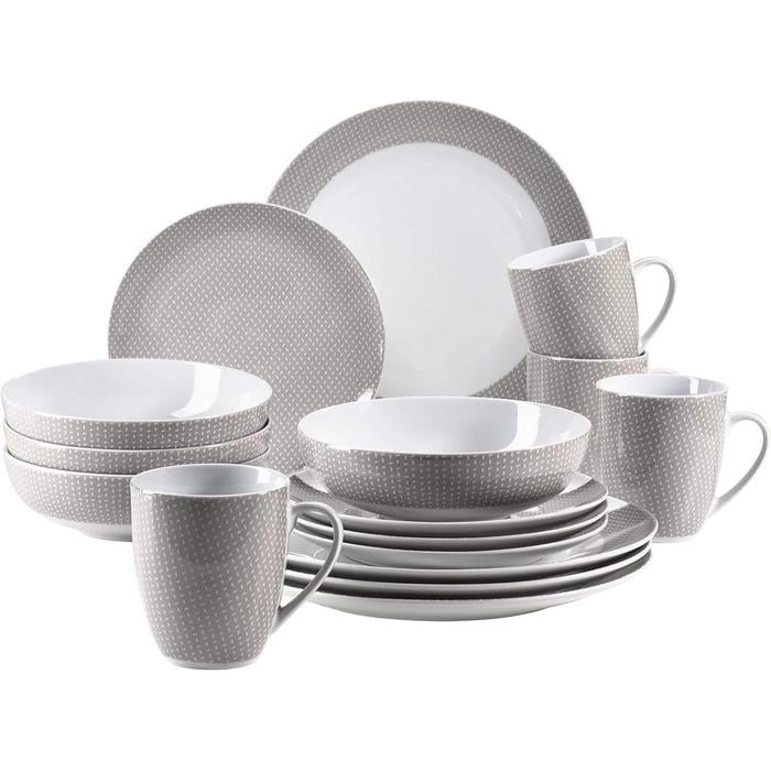Столовий сервіз комбінований MSER 931566 Kitchen Time II порцеляна на 4 персони 16 пр. Бежевий (33494289)