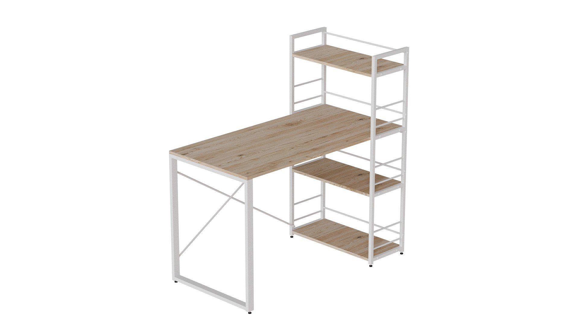 Письмовий стіл Ferrum-decor Konekt з етажеркою метал/ДСП 16 мм Білий/Дуб Артизан (FRD-104226) - фото 4 Письмовий стіл Ferrum-decor Konekt з етажеркою метал/ДСП 16 мм Білий/Дуб Артизан (FRD-104226) - фото 4