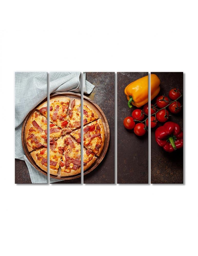 Картина модульная Пицца с беконом 5 модулей 70x105 см