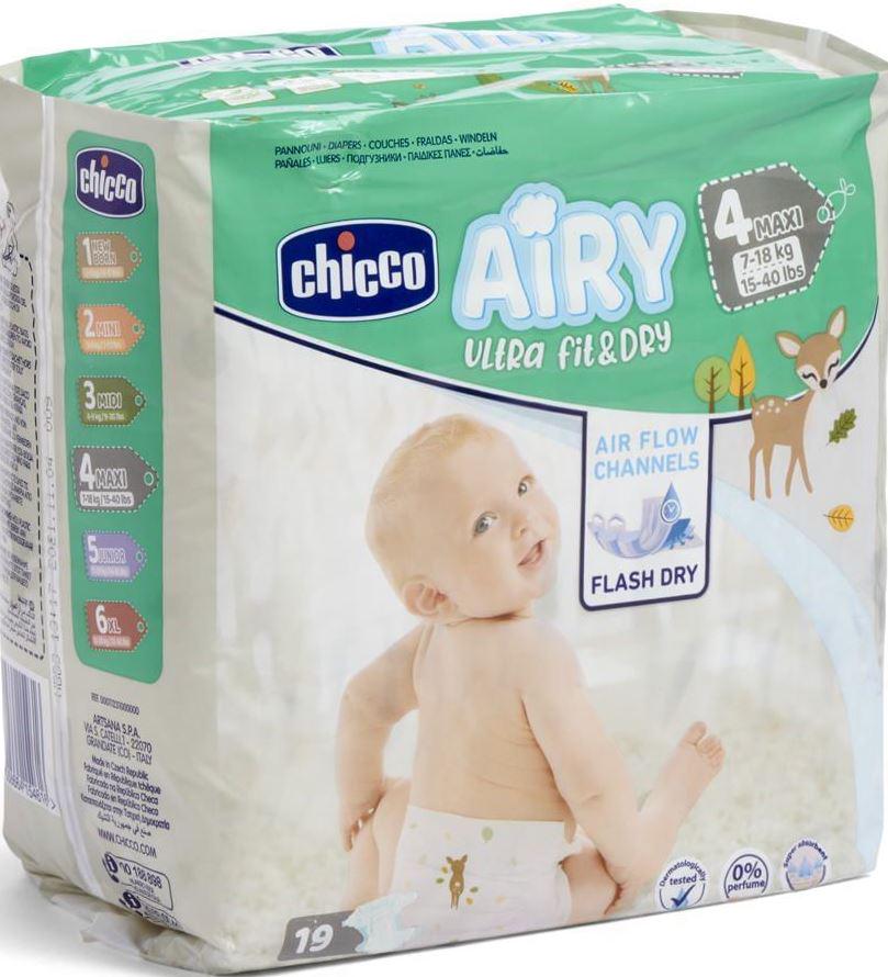 Подгузники Chicco Airy Ultra Fit & Dry 4 7-18 кг 19 шт. (17362) - фото 1