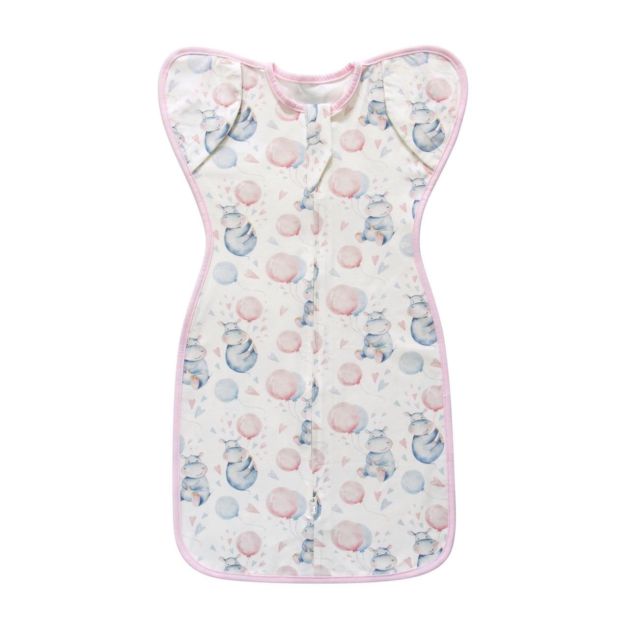 Пеленка-кокон для младенцев Бегемотики с воздушными шариками на молнии интерлок 68x35 см (2871529009)