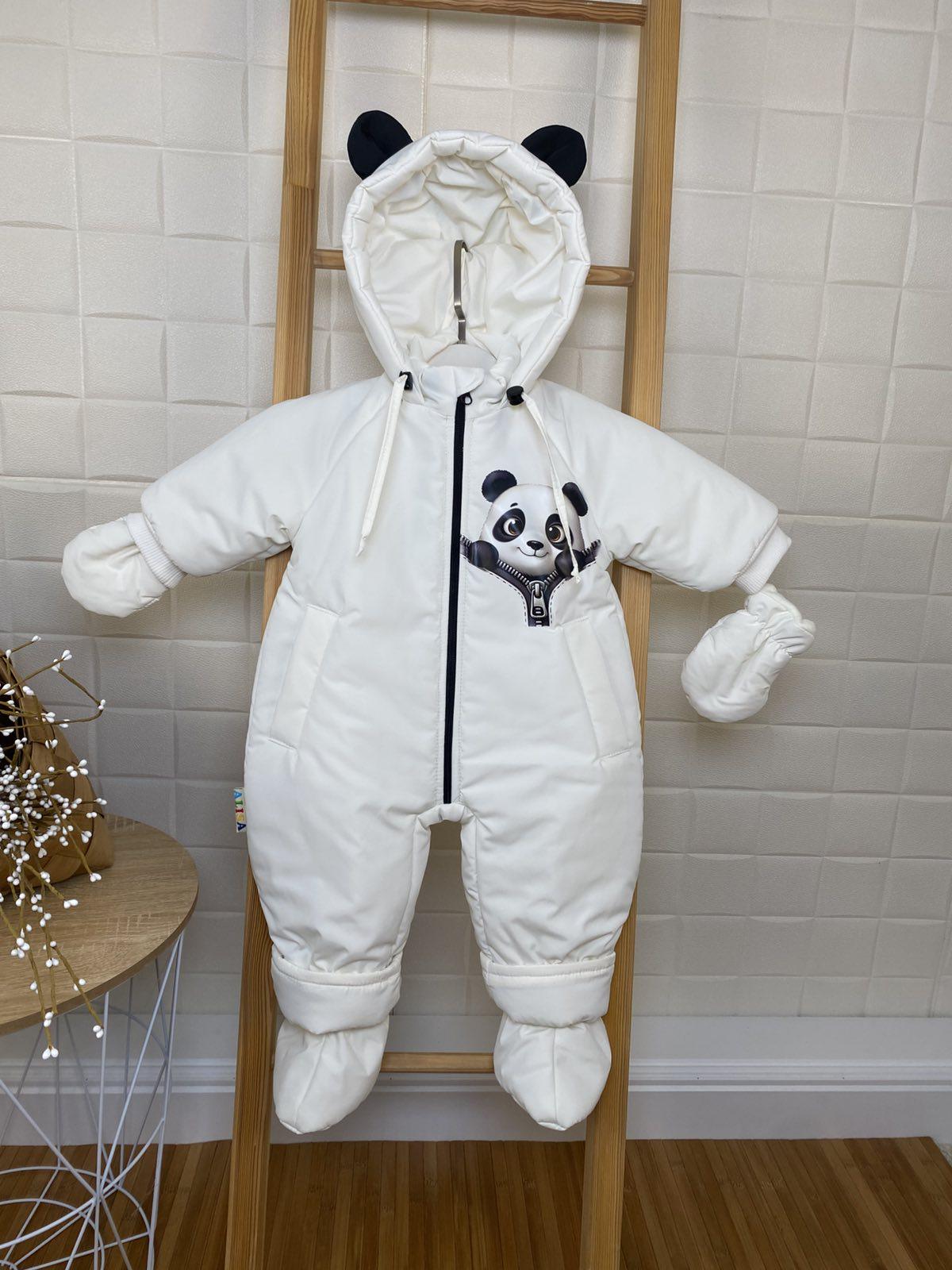 Комбинезон для новорожденных демисезонный Панда 68 см Белый (4277)