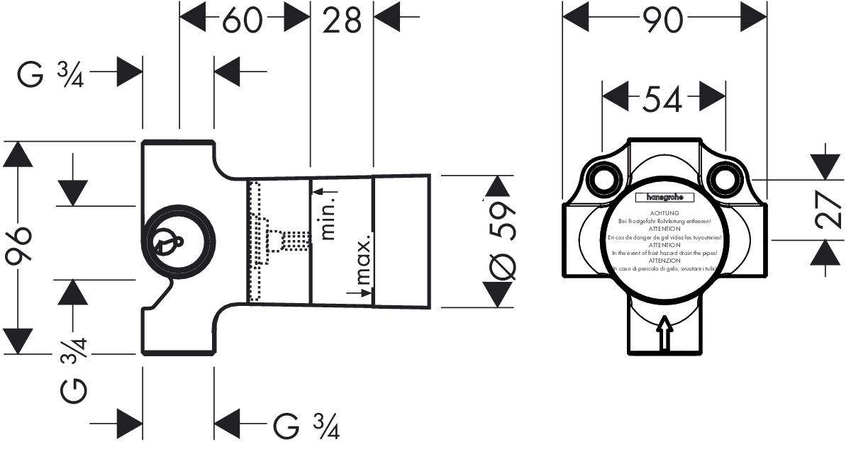 Скрытая часть смесителя Hansgrohe Quattro 15930180 (56460) - фото 2