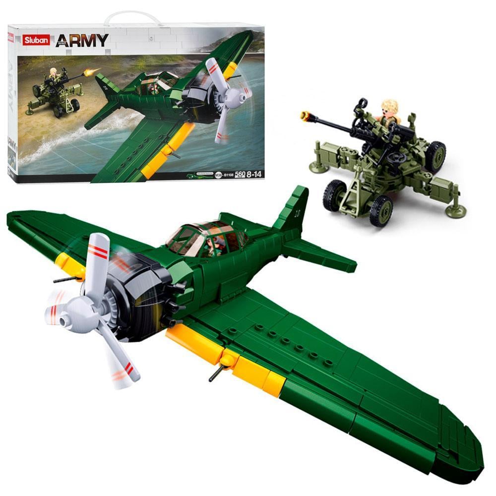 Конструктор дитячий Sluban Військовий літак 560 дет. (M38-B1108)