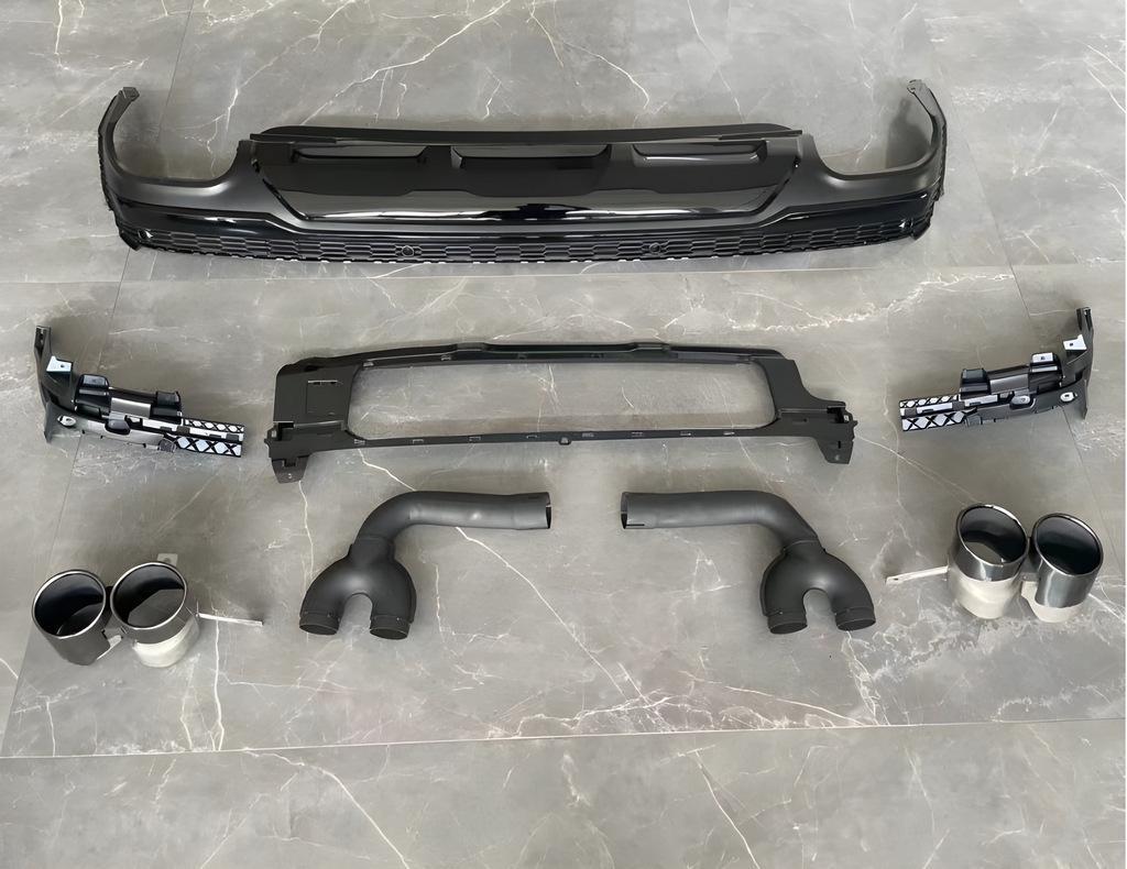 Диффузор задний с насадками QRS-Style 2020+ GT Tuning для Audi Q7 2015- гг. ABS-пластик Черный (132082)