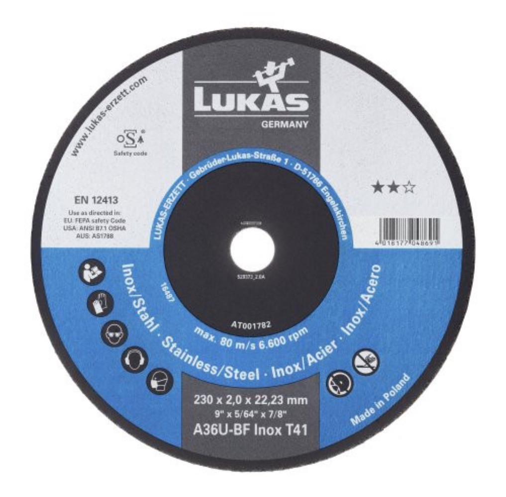 Диск отрезной Lukas сталь/нержавеющая сталь A36U-BF 230x2,0 мм