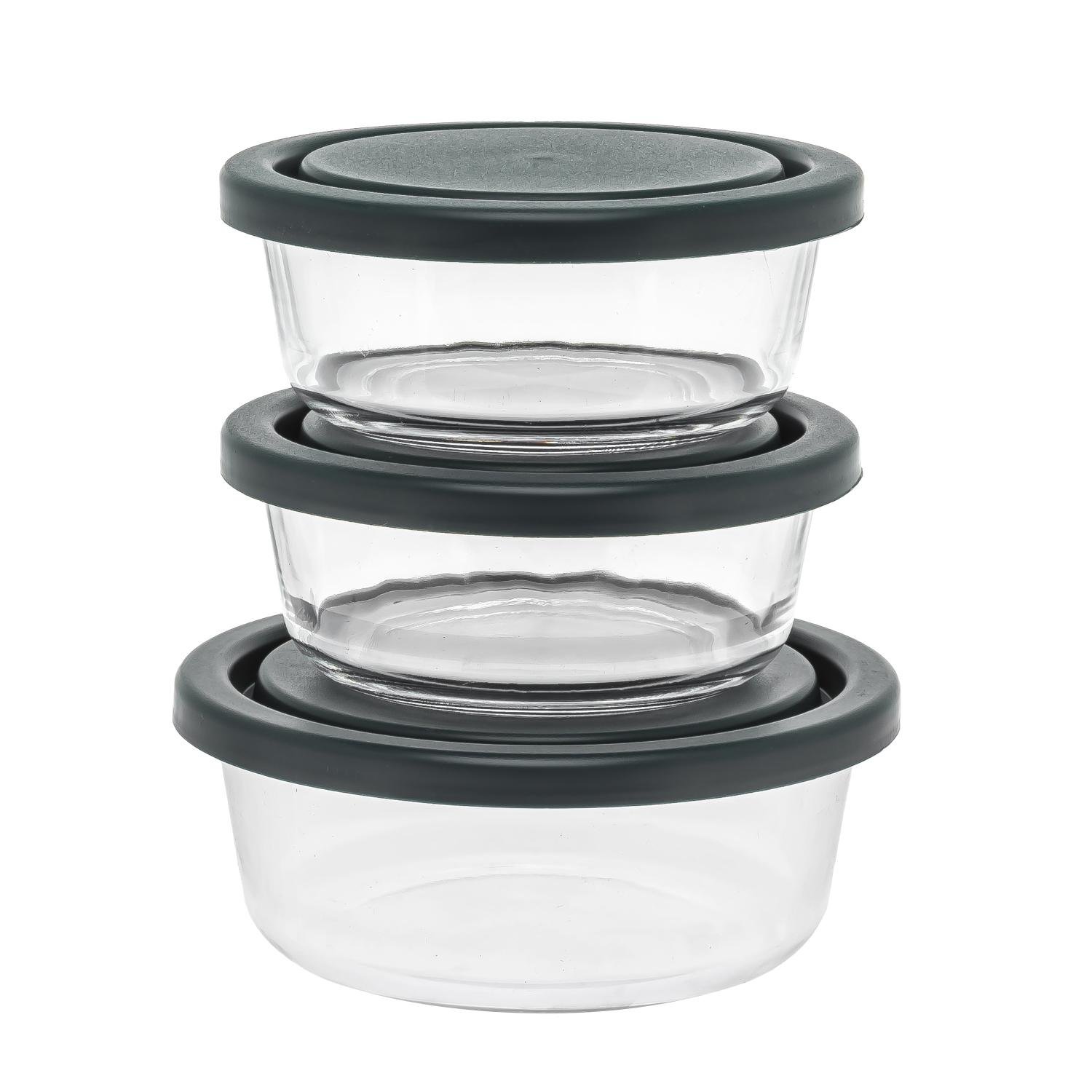 Набір контейнерів для їжі зі скла із кришками 3 шт. (87093)