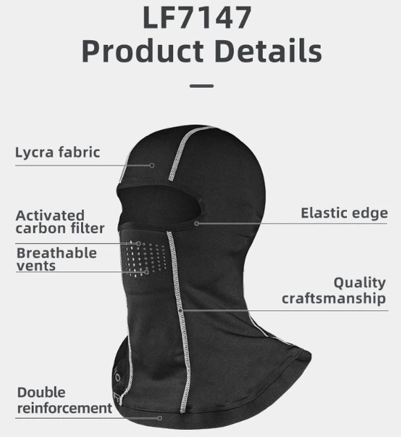 Балаклава RockBros LF7147 Чорний (577618007) - фото 6 Балаклава RockBros LF7147 Чорний (577618007) - фото 6