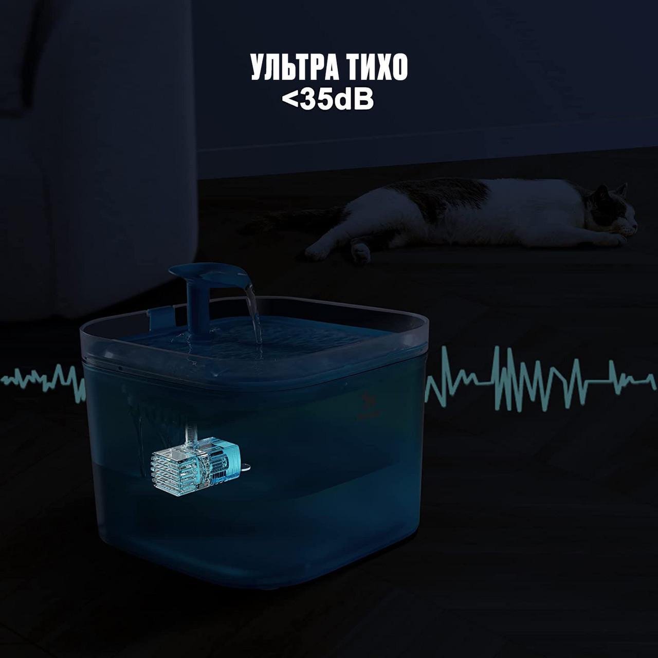 Поилка фонтан для кошек и собак Petory 2,2 л с фильтром Белый (2090673034) - фото 8