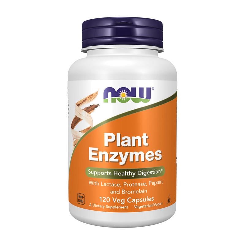 Ферменты для пищеварения с лактазой и бромелайном NOW Plant Enzymes 120 вер. капс.