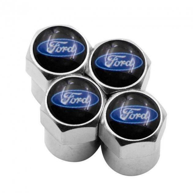 Набор колпачков на ниппель для автомобиля SUNROZ Caps Short Ford 4 шт. Silver - фото 3