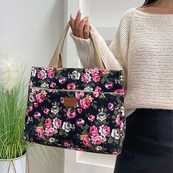 Женская сумка с цветочным принтом 31х25х13 см Черный (M00694-2) - фото 3 Женская сумка с цветочным принтом 31х25х13 см Черный (M00694-2) - фото 3