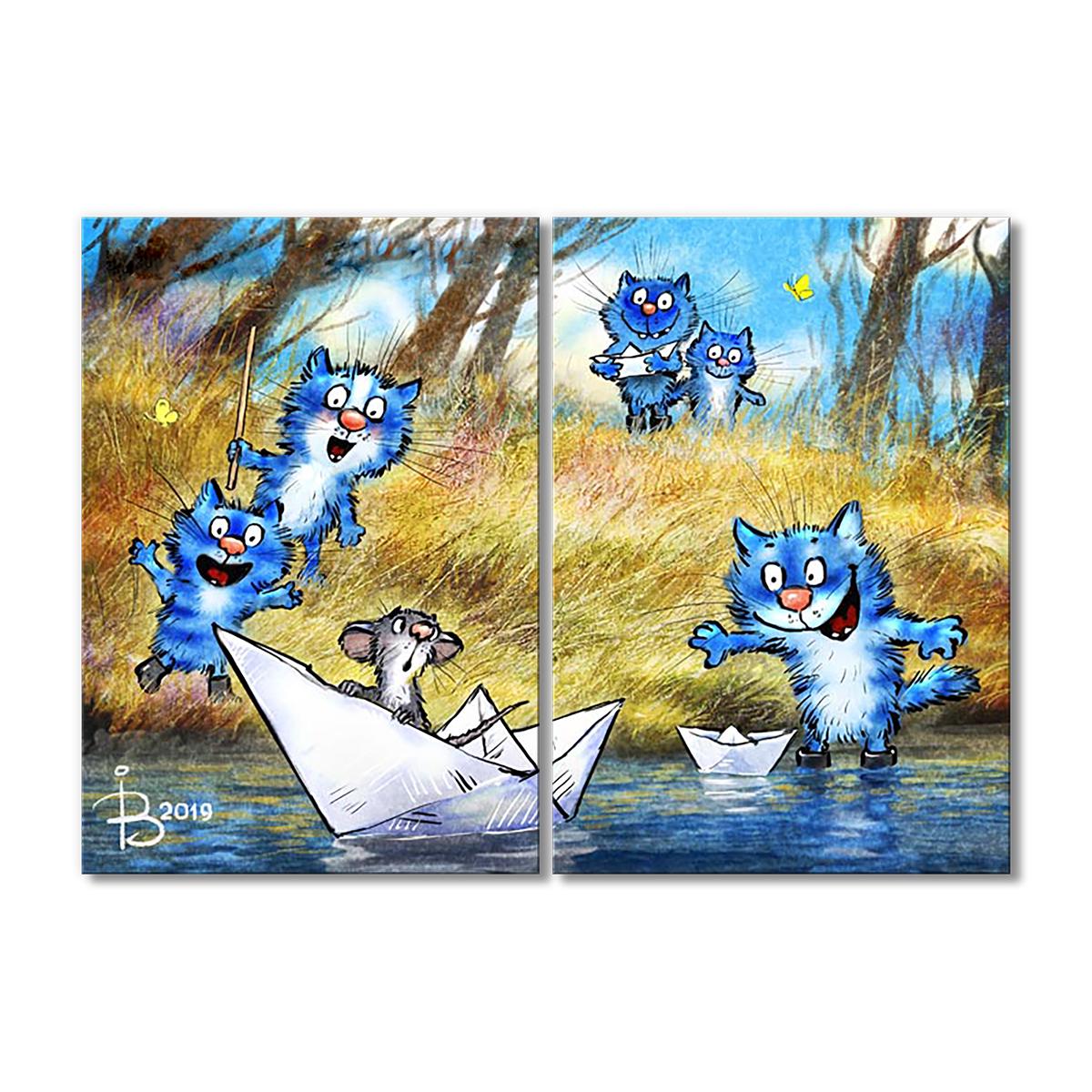 Модульная картина Весной на реке 2 модуля 90x135 см