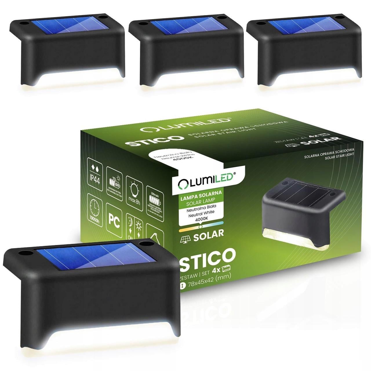 Светильник солнечный LED Lumiled STICO 4000 K IP44 4 шт. Нейтральный белый свет (33977510)