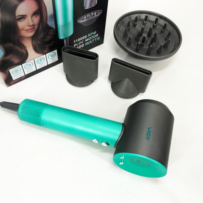 Фен для волос VGR V-440 профессиональный 1400 Вт Green (tf7291) - фото 18 Фен для волос VGR V-440 профессиональный 1400 Вт Green (tf7291) - фото 18