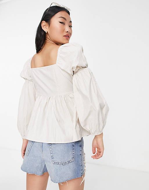 Блуза Asos у смужку р. 36 Бежевий (11426) - фото 2 Блуза Asos у смужку р. 36 Бежевий (11426) - фото 2