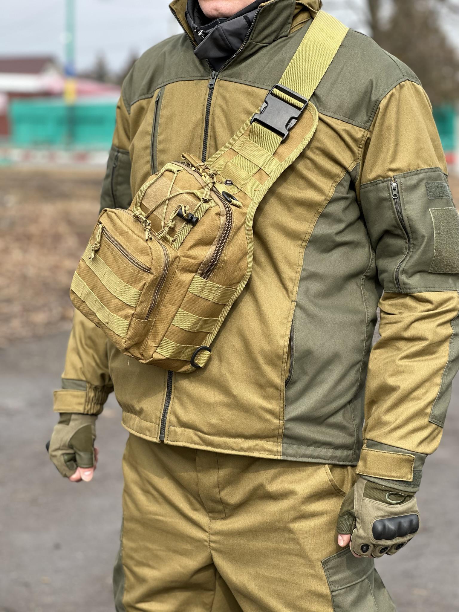 Сумка-слинг однолямочная Tactic с системой molle 7 л Coyote (095-coyote) - фото 5