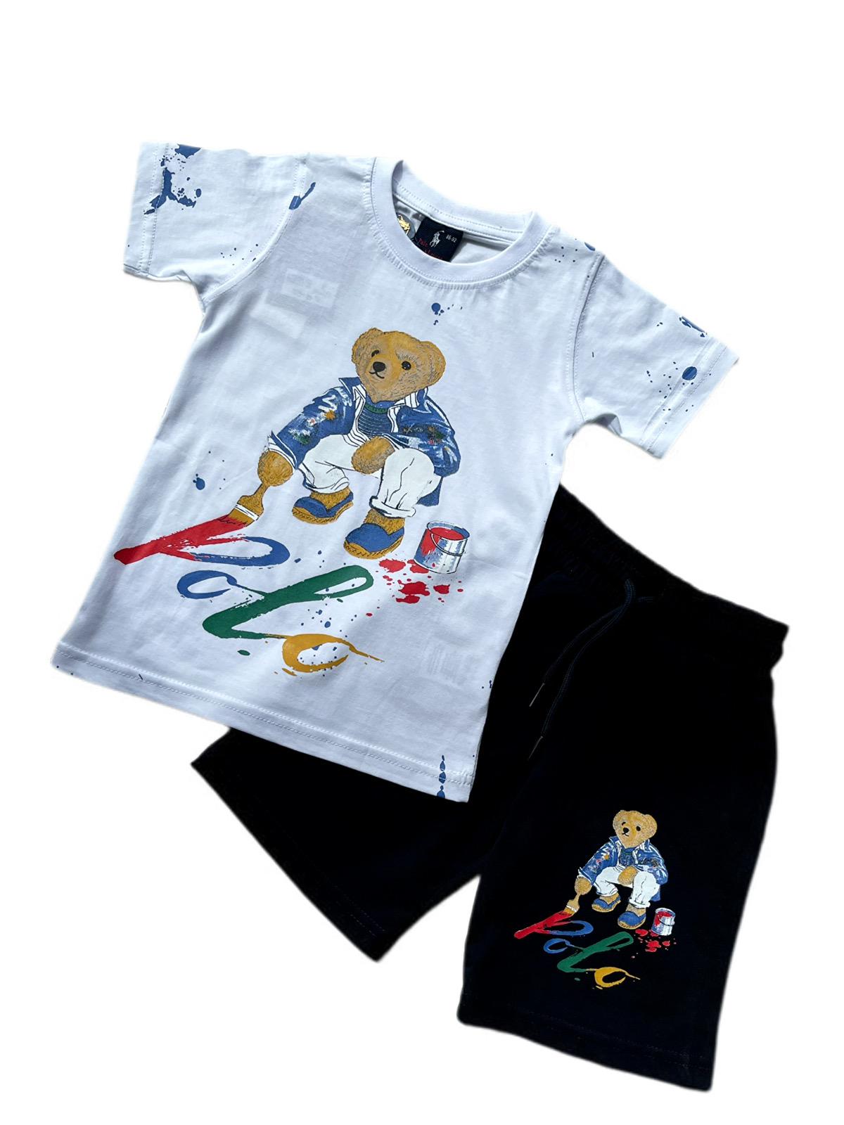 Костюм детский Polo Ralph Lauren футболка/шорты 13-14 лет 158-164 см Бело-черный (25669279) - фото 3